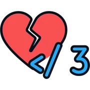 A broken heart symbol with the text '</3' sticker