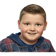 smiling boy in plaid shirt sticker