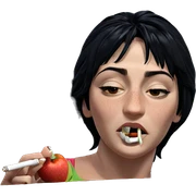 girl with fruit and cigarette sticker