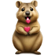 Quokka making a kiss and hearts sticker