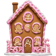 a pink gingerbread house sticker