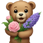 teddy bear holding flower bouquet  sticker