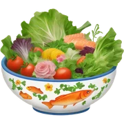 floral vintage bowl filled with salad and fish  sticker