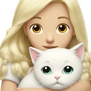 Blonde girl snuggling fluffy white cat sticker