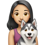 Asian Girl with husky dog sticker