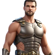 muscular boy in armor sticker