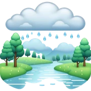 Aesthetic landscape on which it is raining and cloudy  sticker