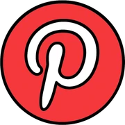 Pinterest logo color outline icon clear recognizable red outline white fill sticker