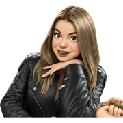 smiling girl in leather jacket sticker