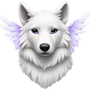 White wolf with lavender wings sticker
