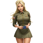 smiling girl in military uniform sticker