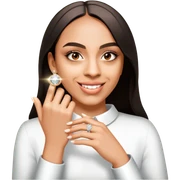 Woman with an engagement rang sticker