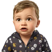 child in pajamas by refrigerator sticker