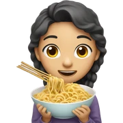 girl eating noodles sticker