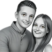 smiling girl and boy duo sticker