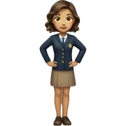 girl with brown hair and tan skin in teachers uniform sticker