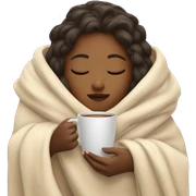 girl inside a blanket sipping coffee eyes closed sticker