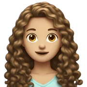 Emoji of a light brunette girl with long curly brown hair sticker