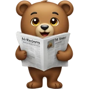 cute bear holding newspaper on hand sticker