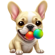Blonde French bulldog playing ball sticker