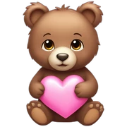 Cute baby bear with pink heart sticker
