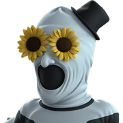 smiling with a sunflower hat sticker