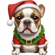 Brown French bulldog in Christmas elf costume sticker