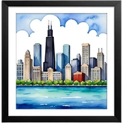 Watercolor painting of Chicago sticker