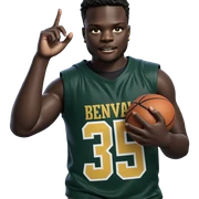 dark-skinned boy with basketball sticker