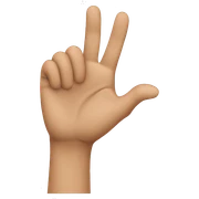 make just a right hand. make the thumb extend out towards the right, and make the pointer finger extend towards the sky. make the remaining fingers curled in. sticker