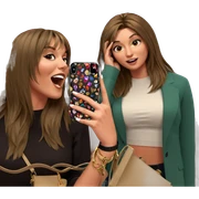 girls with bags and phones sticker