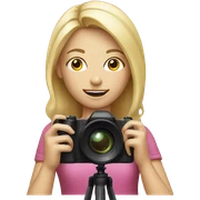 Blonde girl with camera sticker
