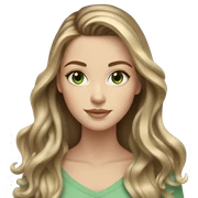 White girl with long brown hair with blonde highlights balayage and green eyes sticker
