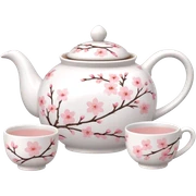 Cute Pastel pink and white Cherry Blossom Sakura Tea Set sticker