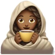 girl inside a blanket sipping coffee eyes closed sticker