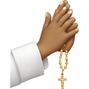 praying hands holding a rosary sticker