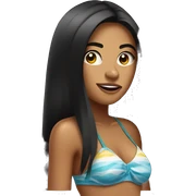 Young brazilian tan woman with black straight long hair wearing a bikini top sticking her tongue out  sticker