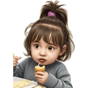 girl enjoying food with ponytail sticker