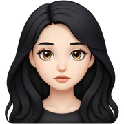 black long hair girl with soft makeup sticker