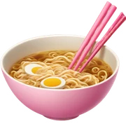 traditional ramen, pink and gold bowl, gold chopsticks sticker