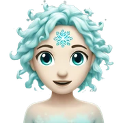 A delicate turquoise snowflake with white accents, glowing softly, floating in a wintery scene. sticker