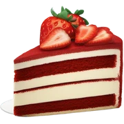 A peice of a Red velvet cake with strawberries on top sticker