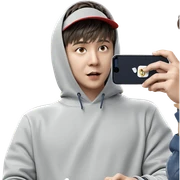 boy holding smartphone in hand sticker