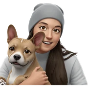 smiling girl with dog sticker