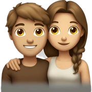 Brown hair girl and brown hair boy hugging sticker