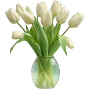 Pastel green tulips in transparent vase sticker