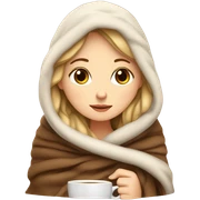 White girl inside a blanket sipping coffee eyes closed sticker