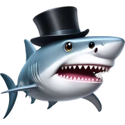 Shark with a top hat sticker