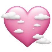 pink heart + cloud sticker