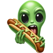 Alien eating a hotdog  sticker